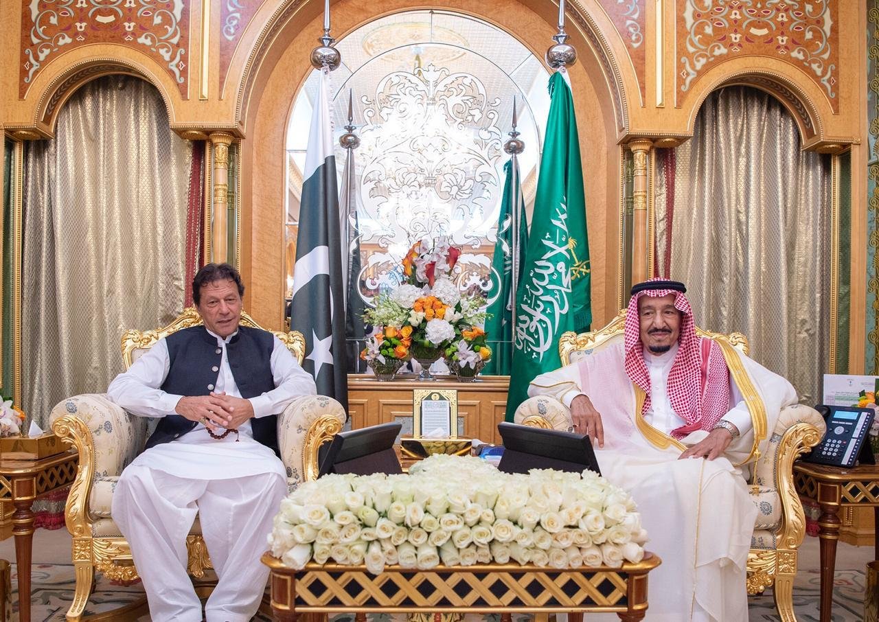 Saudi King Salman bin Abdulaziz meets Pakistani Prime Minister Imran Khan