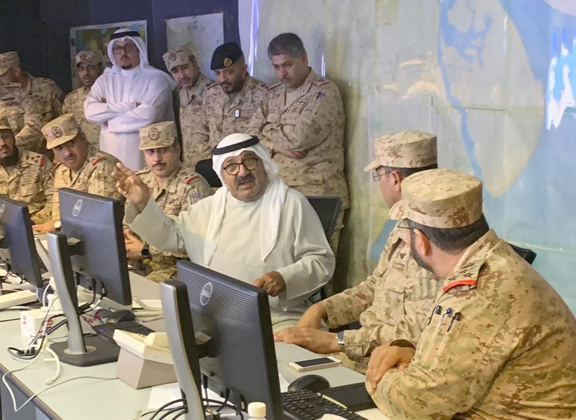Acting PM, DM Sheikh Naser Al-Sabah inspects air force operations command centre