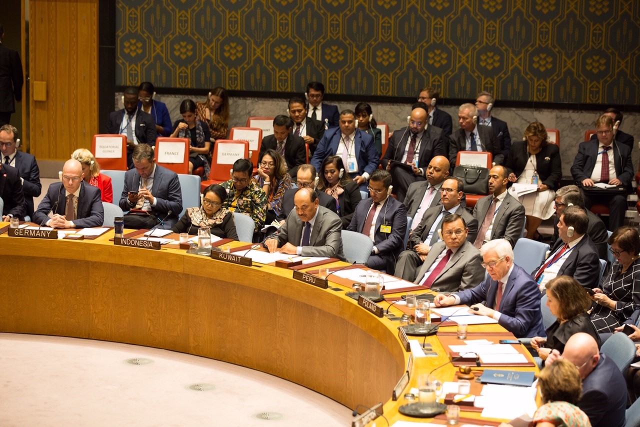 الشيخ صباح الخالد يترأس وفد الكويت في جلسة مجلس الأمن (الشراكة لتعزيز الأمن والسلم الإقليمي)	