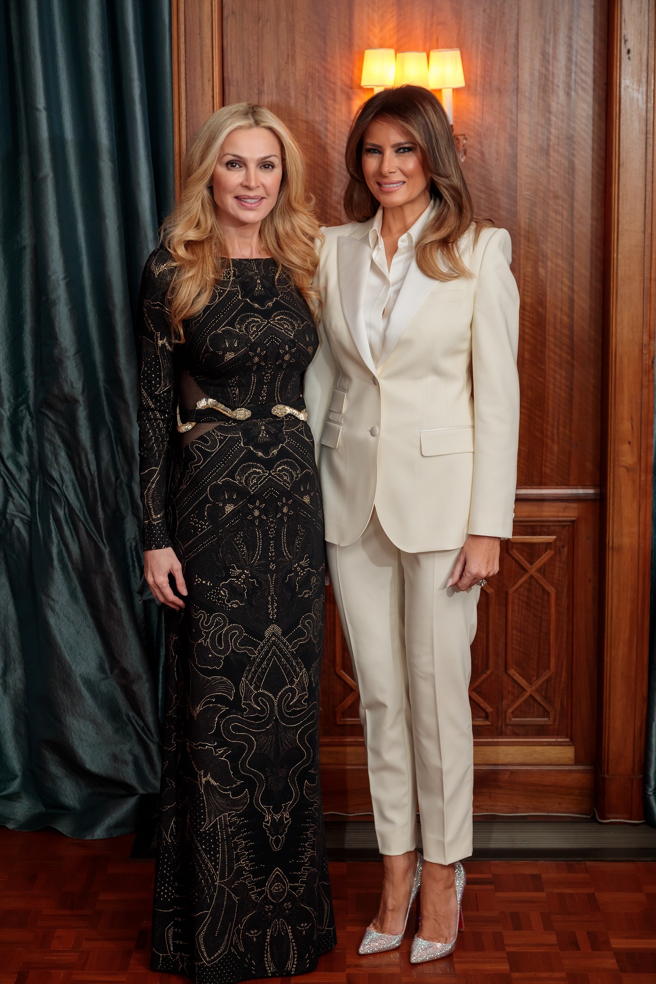 Wife of Kuwait's Ambassador to the US Sheikha Rima Al-Sabah with First Lady Melania Trump