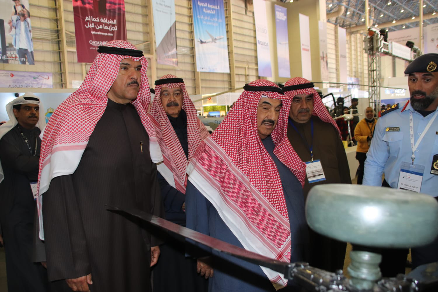 Sheikh Nasser Al-Mohammad Al-Sabah  during a tour in the exhibition