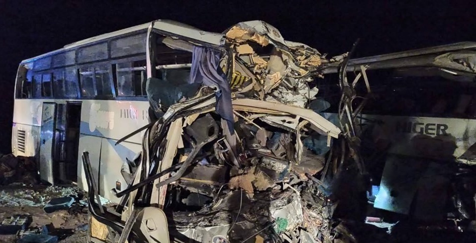 The crashed buses