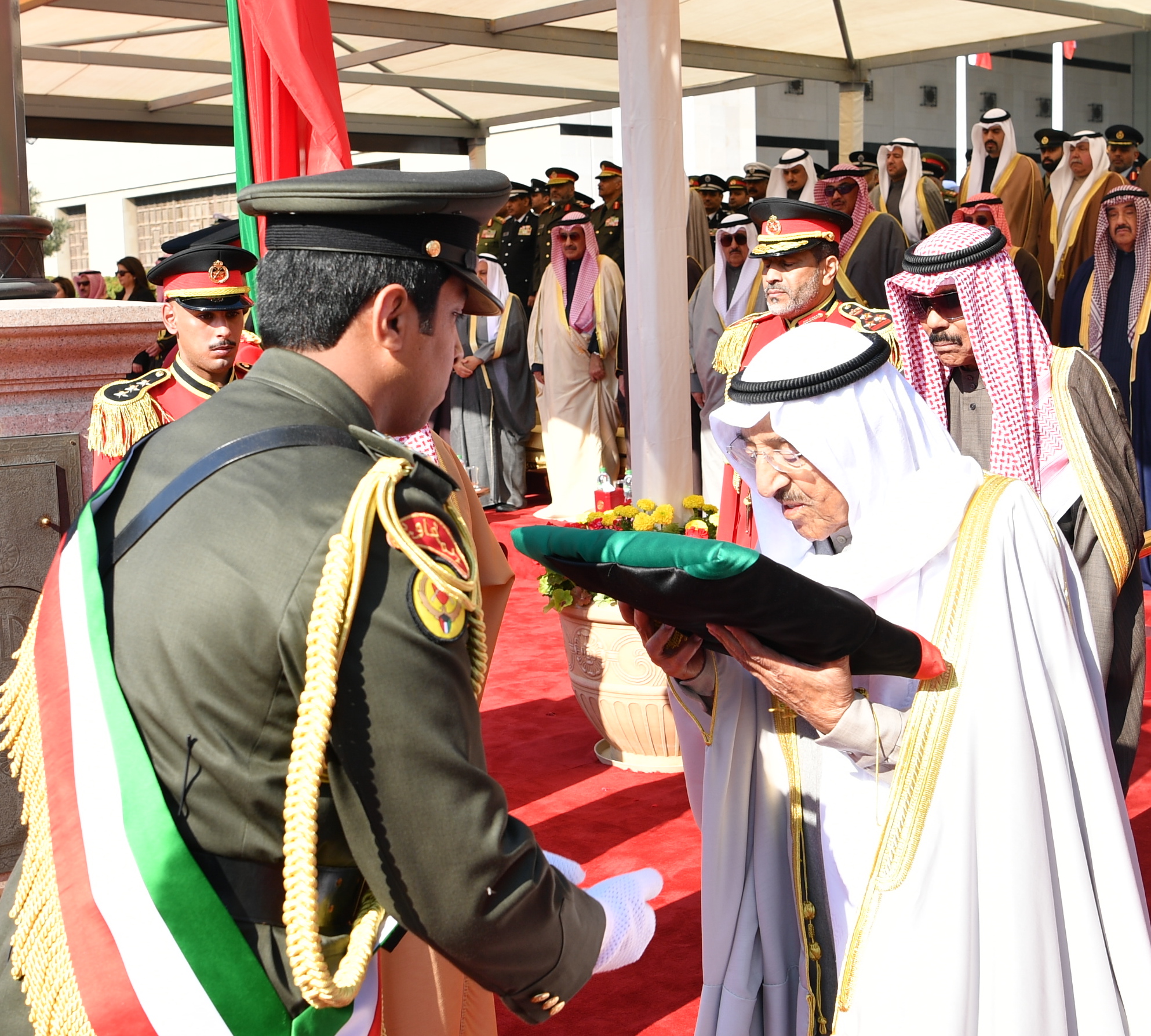 HH the Amir during the flag-raising ceremony