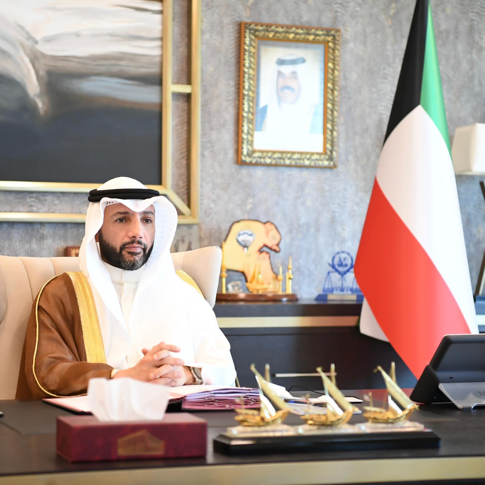 National Assembly Speaker Marzouq Al-Ghanim participates in the videoconference meeting