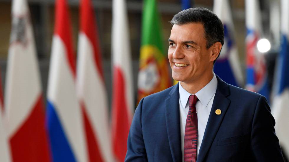 Socialist leader Pedro Sanchez after the Spanish parliament approved his inauguration as prime minister