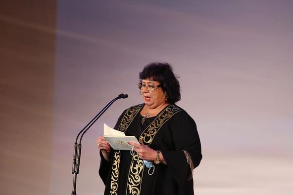 وزيرة الثقافة المصرية الدكتورة ايناس عبدالدايم تلقي كلمة خلال حفل الافتتاح