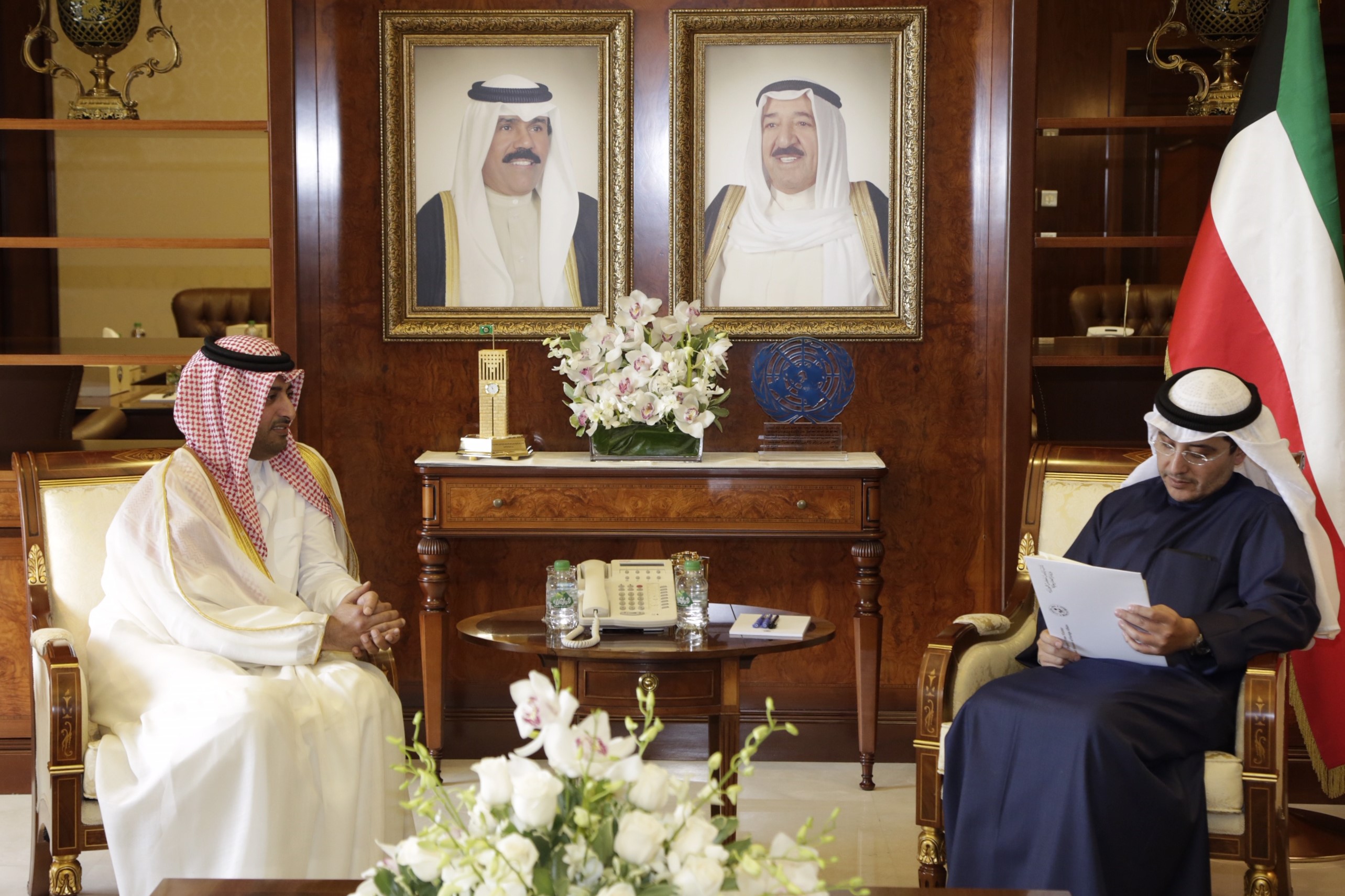 Foreign Minister Sheikh Dr. Ahmad Nasser Al-Mohammad Al-Sabah  received  from Qatari Deputy Prime Minister and Foreign Minister