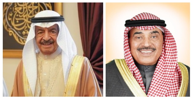 His Highness Premier Sheikh Sabah Khaled, Bahraini counterpart Prince Khalifa bin Salman