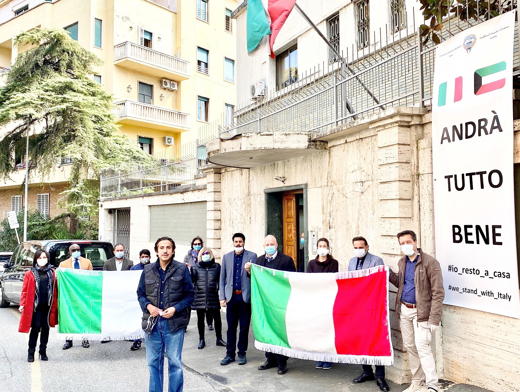 Kuwaiti diplomatic mission raises the Italian flag