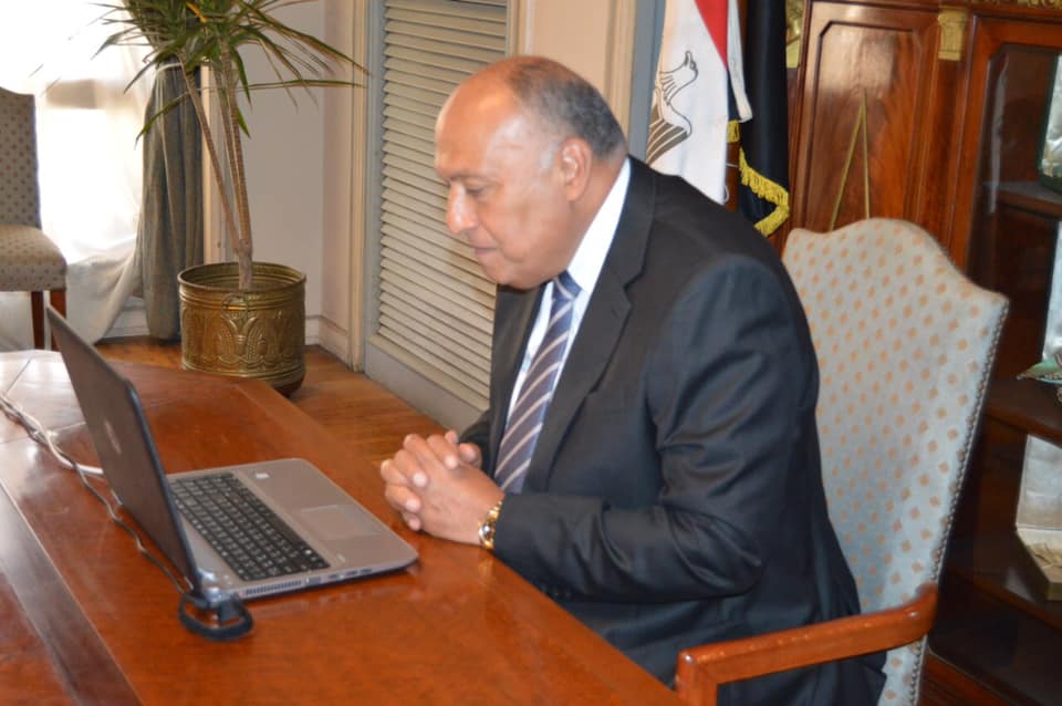 وزير الخارجية المصري عبر تقنية الفيديو كونفرانس
