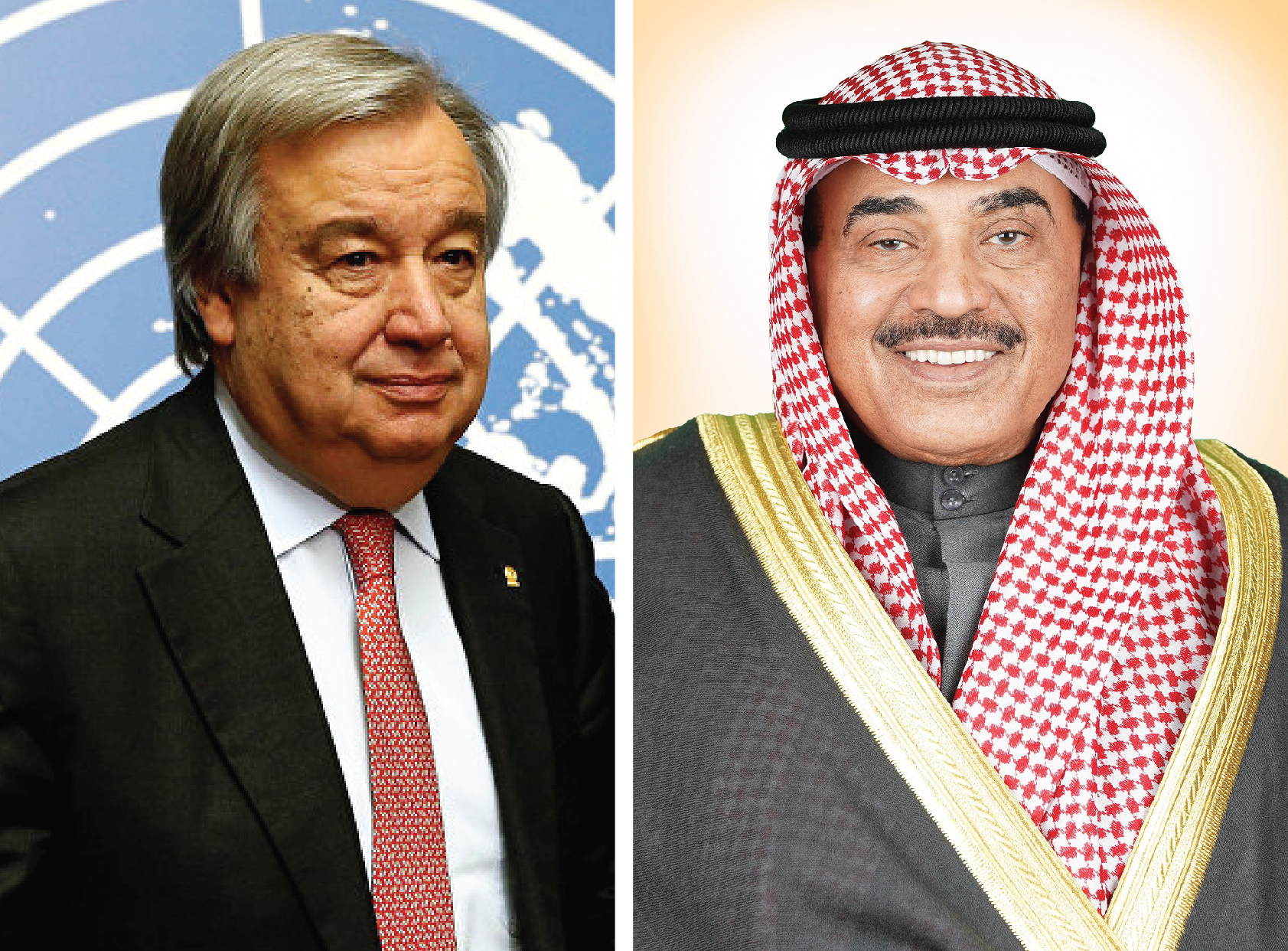 His Highness the Prime Minister Sheikh Sabah Khaled Al-Hamad Al-Sabah and UN Secretary General Antonio Guterres
