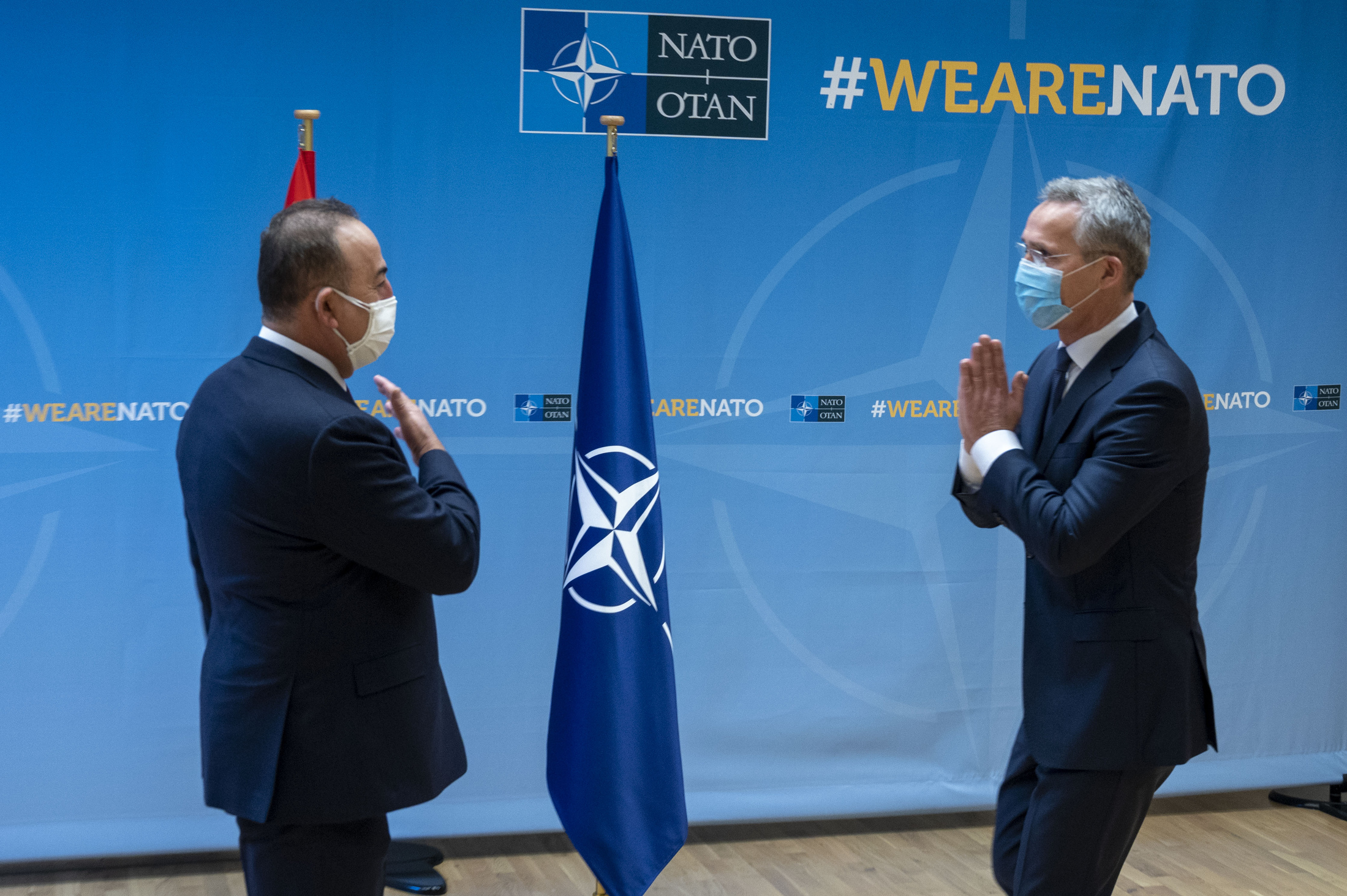 NATO Secretary General Jens Stoltenberg meets with Turkish Foreign Minister Mevlut Cavusoglu