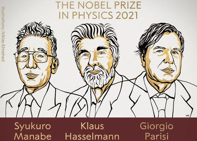 Les lauréats du prix Nobel de physique 2021.