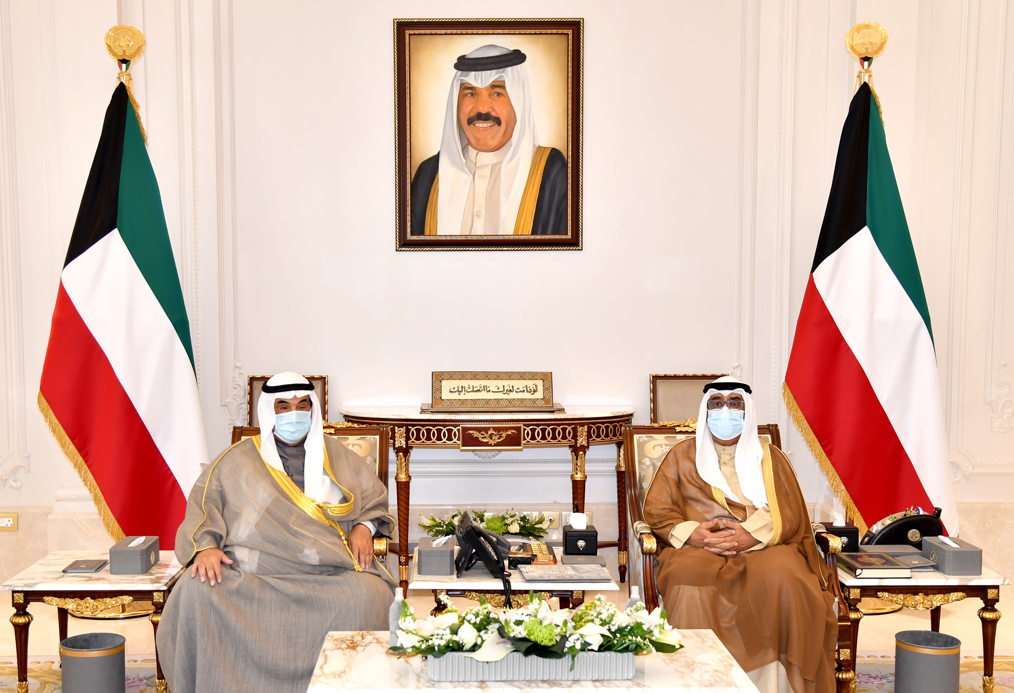 His Highness the Deputy Amir and Crown Prince receives  His Highness Sheikh Nasser Al-Mohammad Al-Sabah