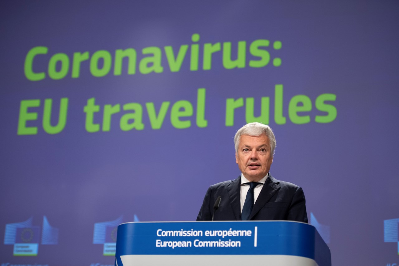 EU Justice Commissioner Didier Reynders speaking at the press conference