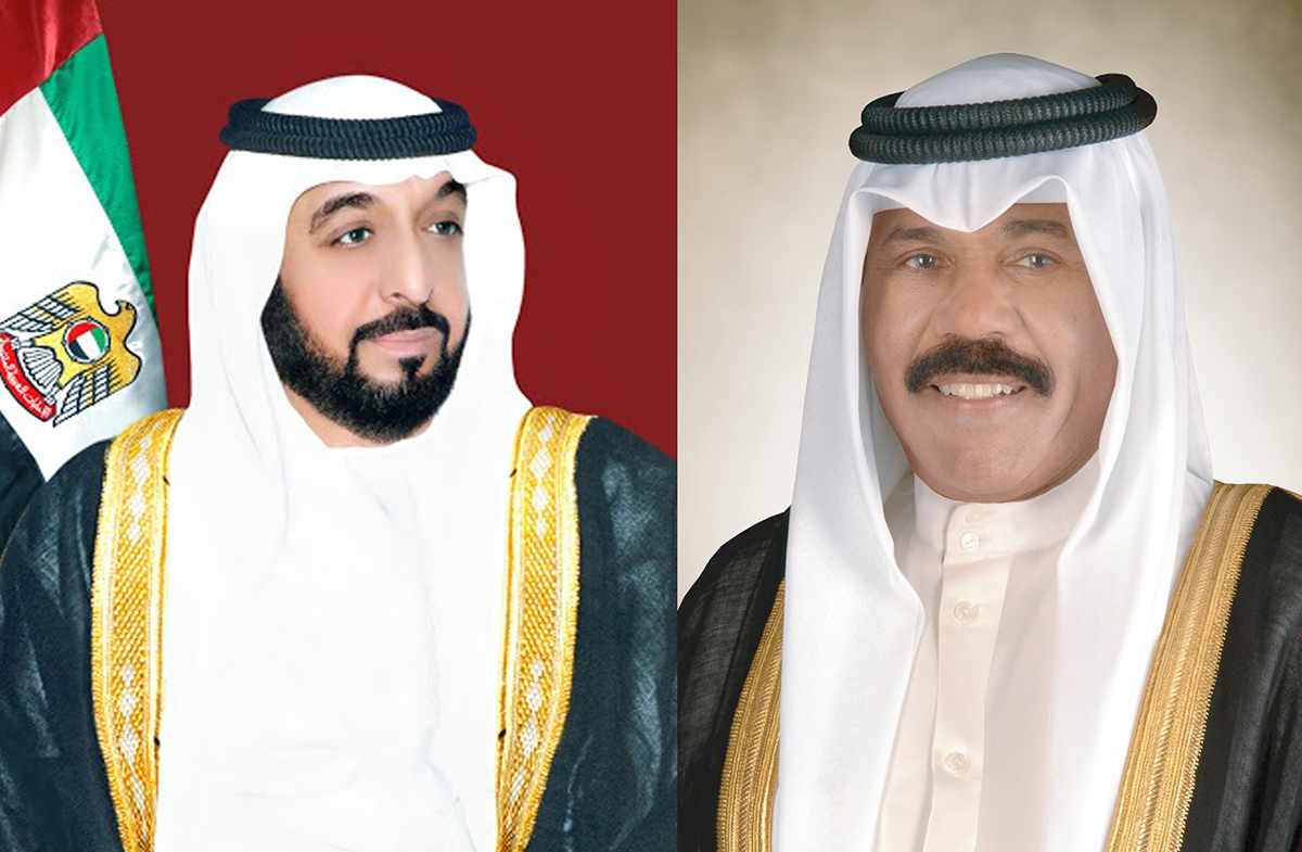 His Highness the Amir Sheikh Nawaf Al-Ahmad Al-Jaber Al-Sabah and UAE President Sheikh Khalifa bin Zayed Al-Nahyan