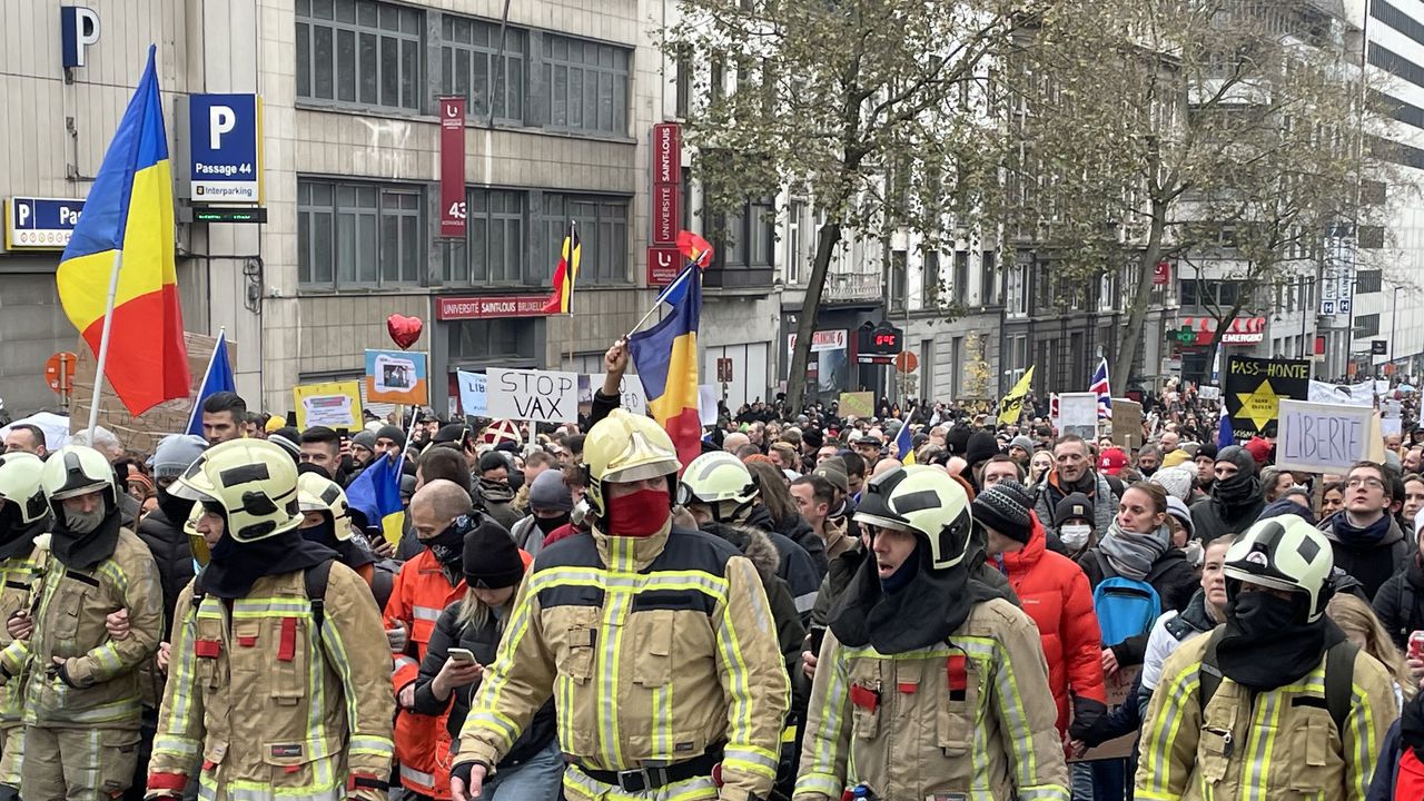 Demonstration in Brussels against coronavirus measures