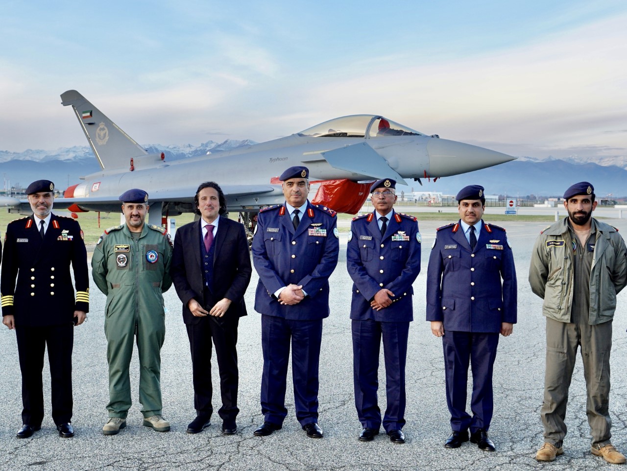 Kuwait's Ambassador to Italy and Deputy Commander of the Air Force with other military top brass
