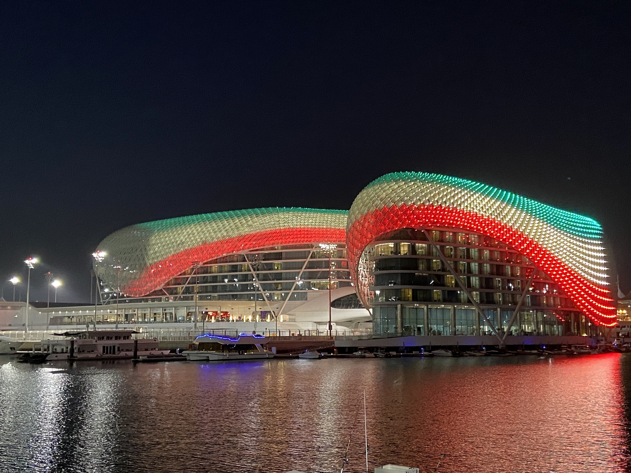 Yas Island decorated with colors to celebrate Kuwait 60th National Day