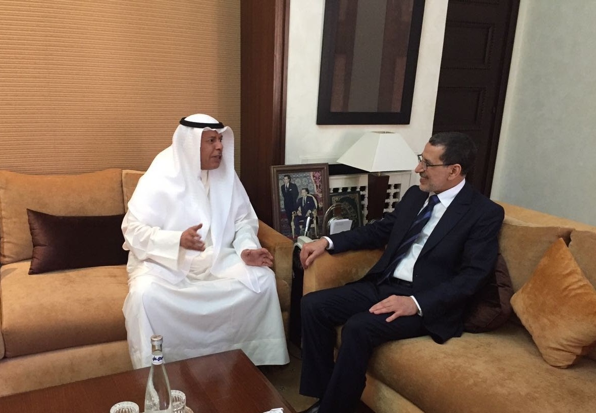 Kuwait's Ambassador to Morocco Abdulatif Al-Yahya with Moroccan Premier