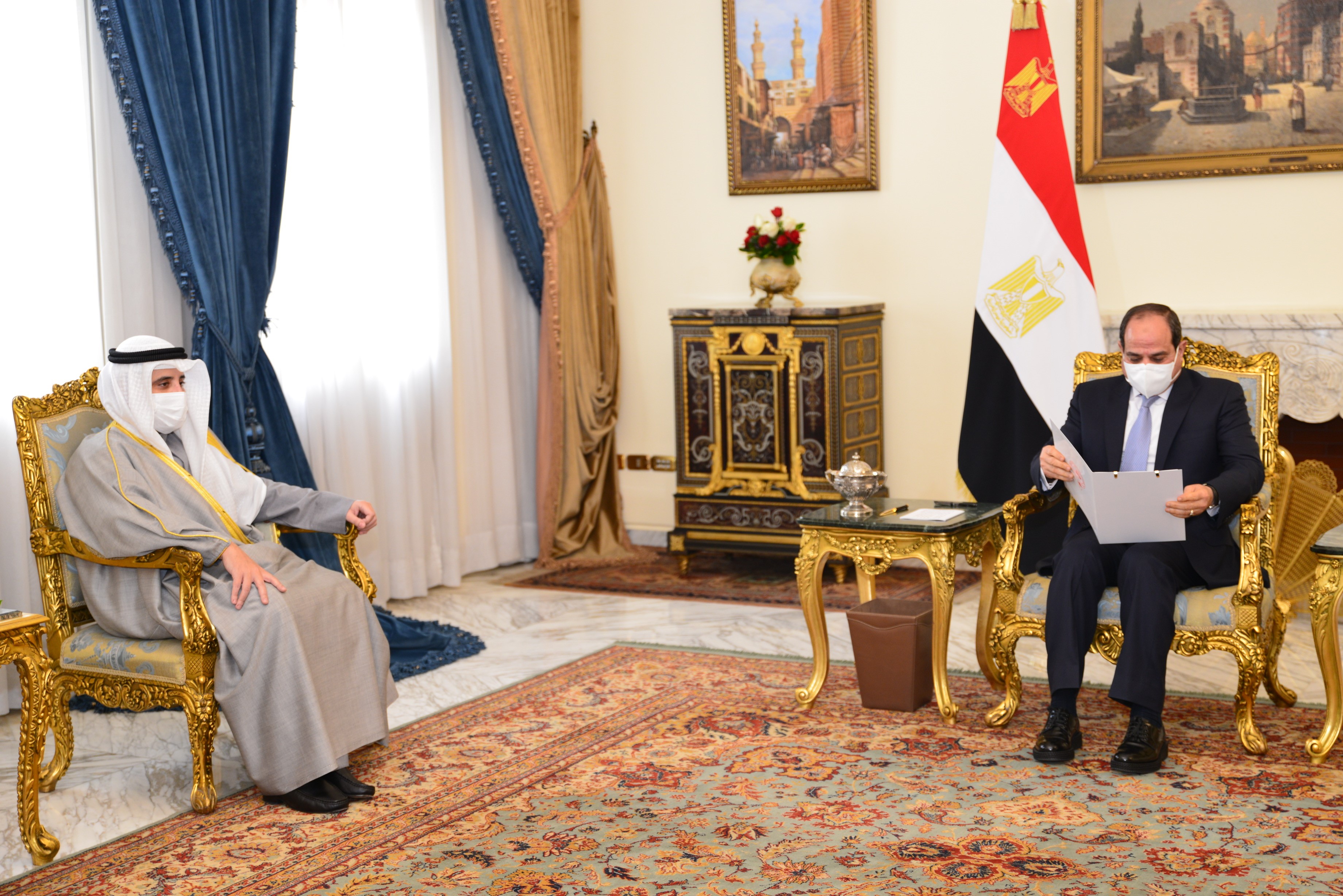 Egypt's President Abdelfattah Al-Sisi meets Kuwaiti Foreign Minister Sheikh Dr. Ahmed Nasser Al-Mohammad Al-Sabah