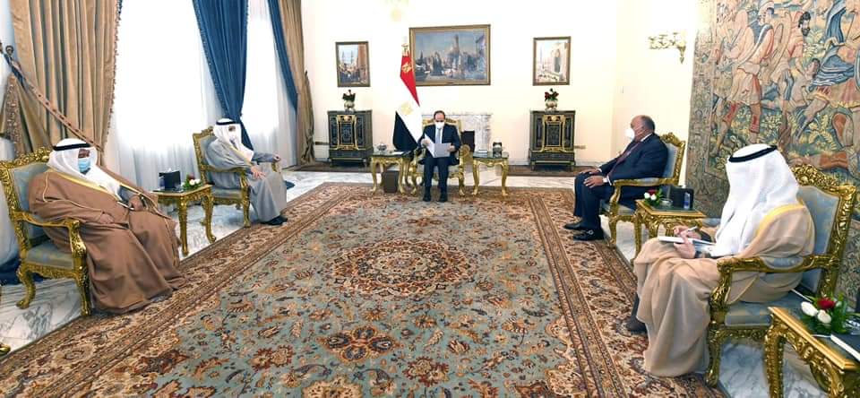 Egypt's President Abdelfattah Al-Sisi meets Foreign Minister Sheikh Dr. Ahmed Nasser Al-Mohammad Al-Sabah