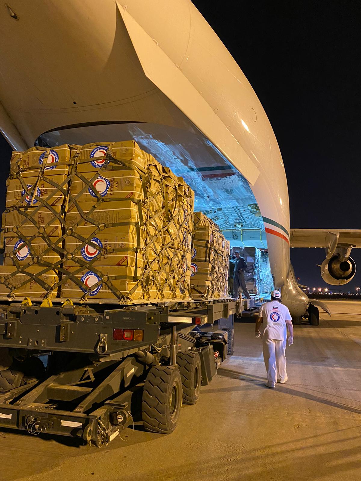 Planeload of medical supplies en route to India from Kuwait