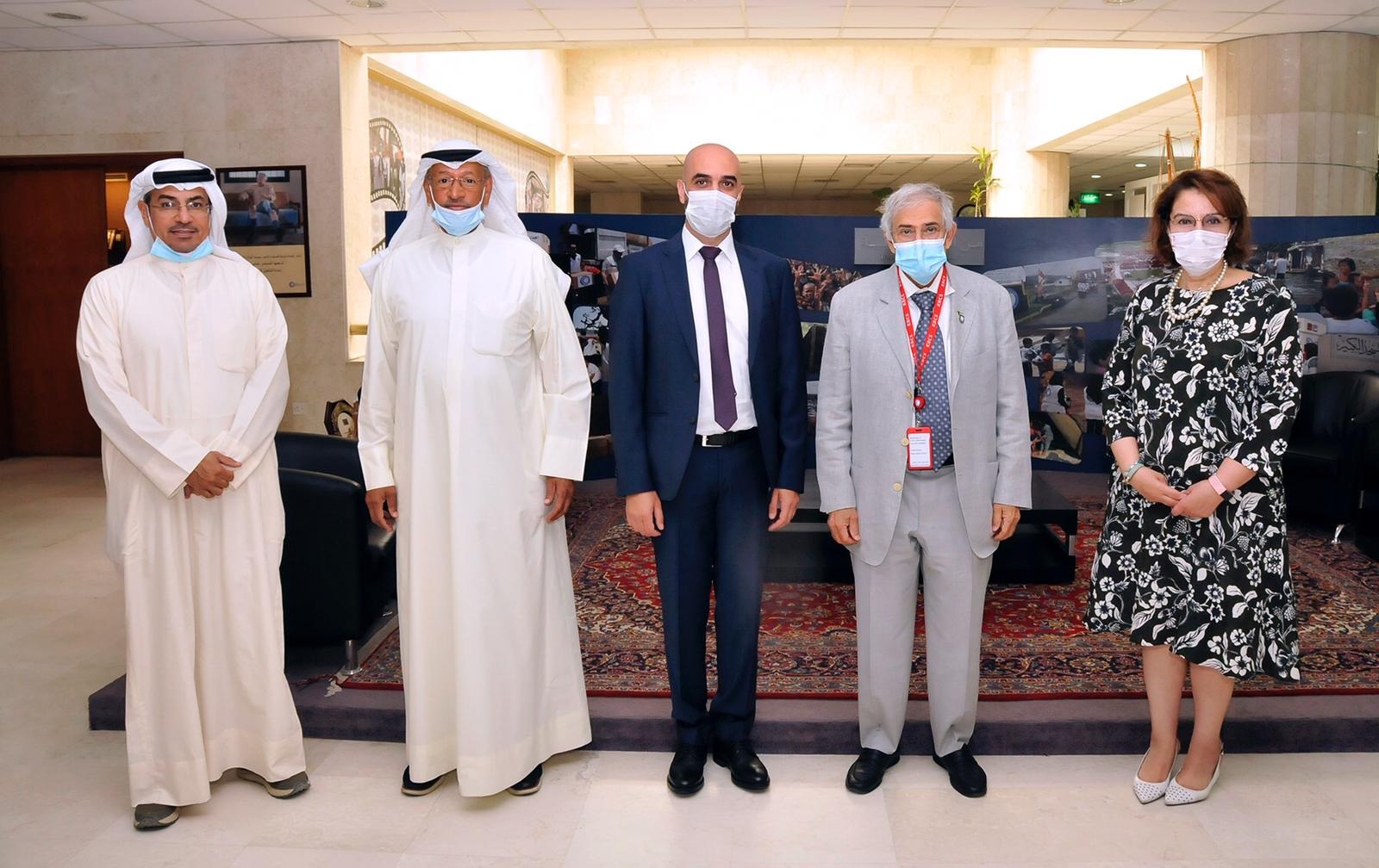 Head of the (IOM) in Kuwait Mazen Abulhassan following his meeting with the Chairman of the Board of Directors of (KRCS) Dr. Hilal Al-Sayer