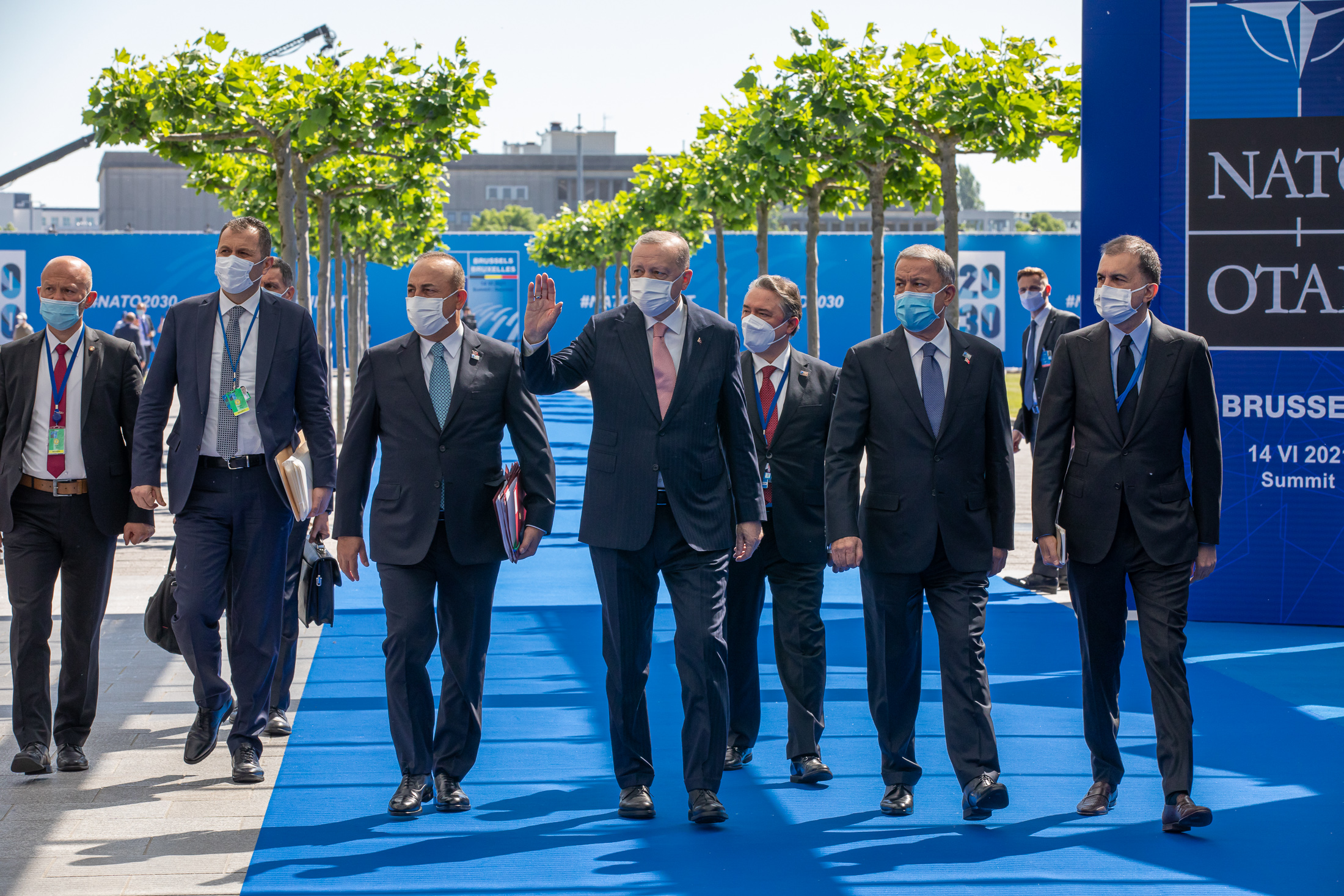 Turkish President Recep Tayyip Erdogan arriving at the NATO summit