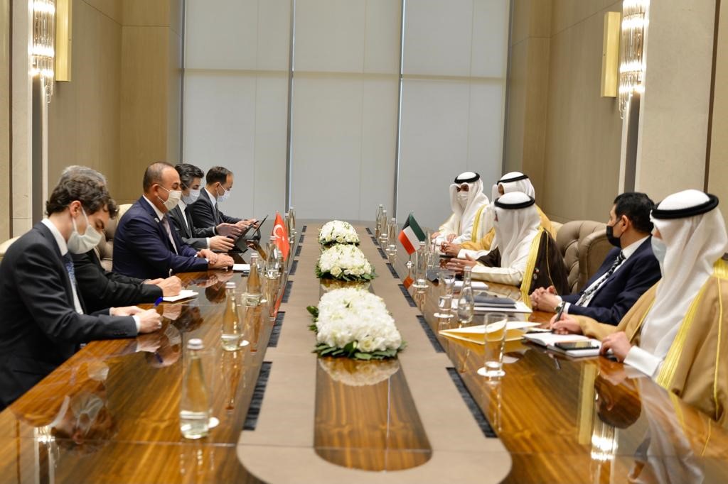 Kuwait's Minister of Foreign Affairs Sheikh Dr. Ahmad Nasser Al-Mohammad Al-Sabah meet Turkey's Minister of Foreign Affairs Mevlut Cavisoglu