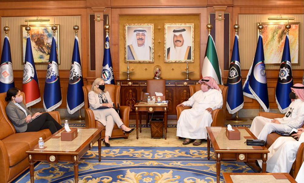 Kuwait Interior Minister Sheikh Thamer Ali Sabah Al-Salem Al-Sabah receives US Ambassador to Kuwait Alina L. Romanowski