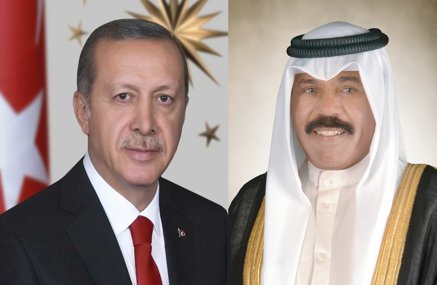 His Highness the Amir Sheikh Nawaf Al-Ahmad Al-Jaber Al-Sabah and Turkish President Recep Tayyip Erdogan