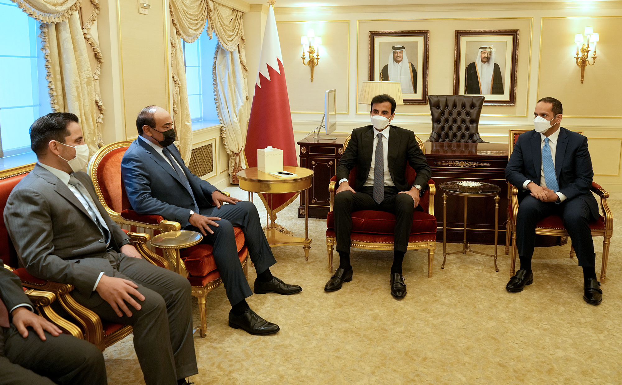 HH the Prime Minister during his meeting with Amir of Qatar Sheikh Tamim Al-Thani