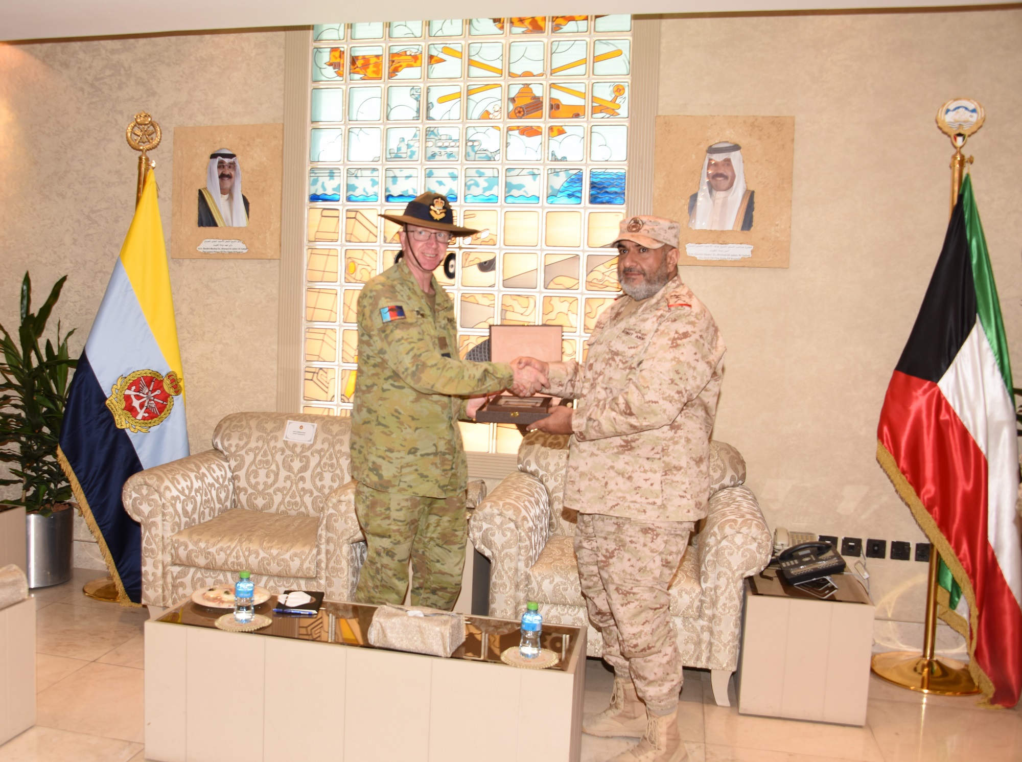 Lieutenant General Khaled Saleh Al-Sabah received Commander of the Australian Joint Task Force Brigadier General David Paddison