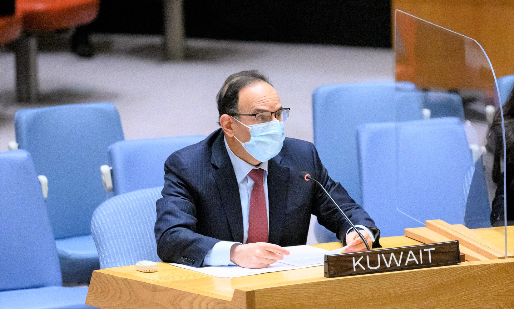 Le représentant permanent du Koweït auprès des Nations unies, Mansour Al-Otaib.