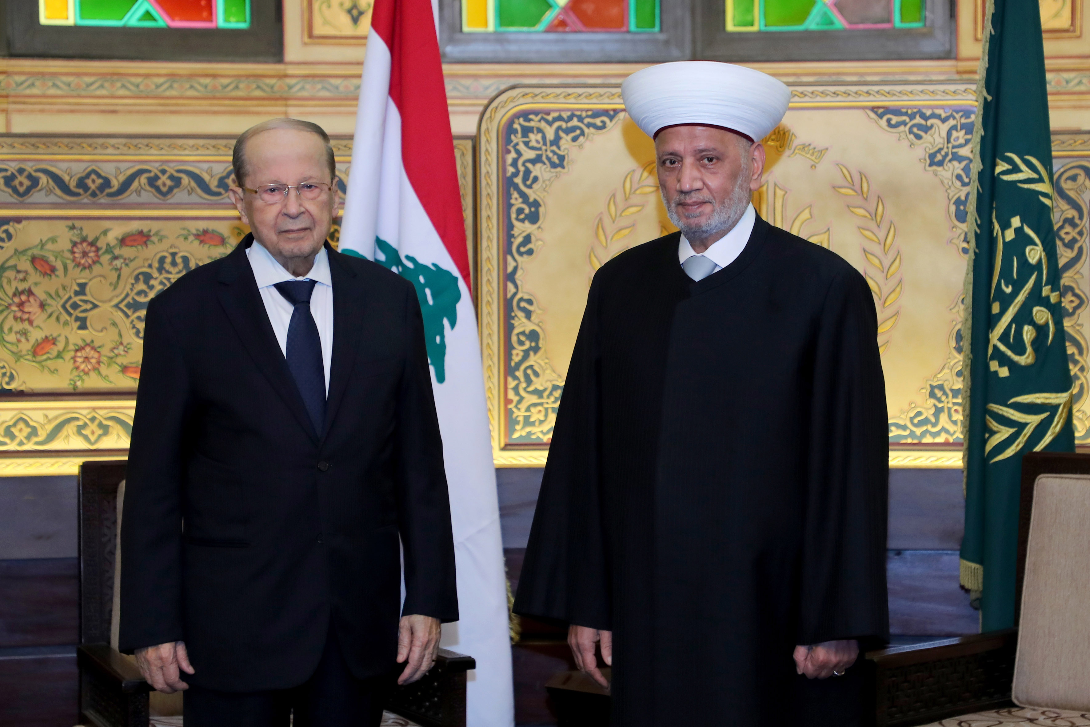 الرئيس اللبناني خلال زيارته مفتي الجمهورية اللبنانية في دار الإفتاء