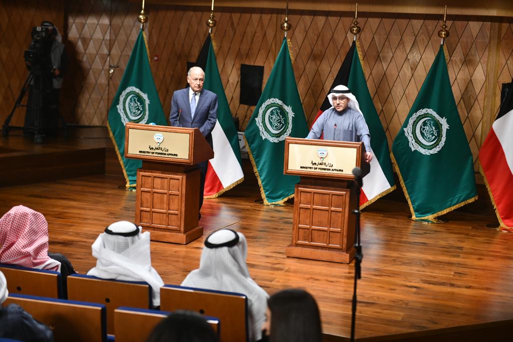 Kuwaiti foreign minister and Arab League chief at the 156th Arab ministerial meeting