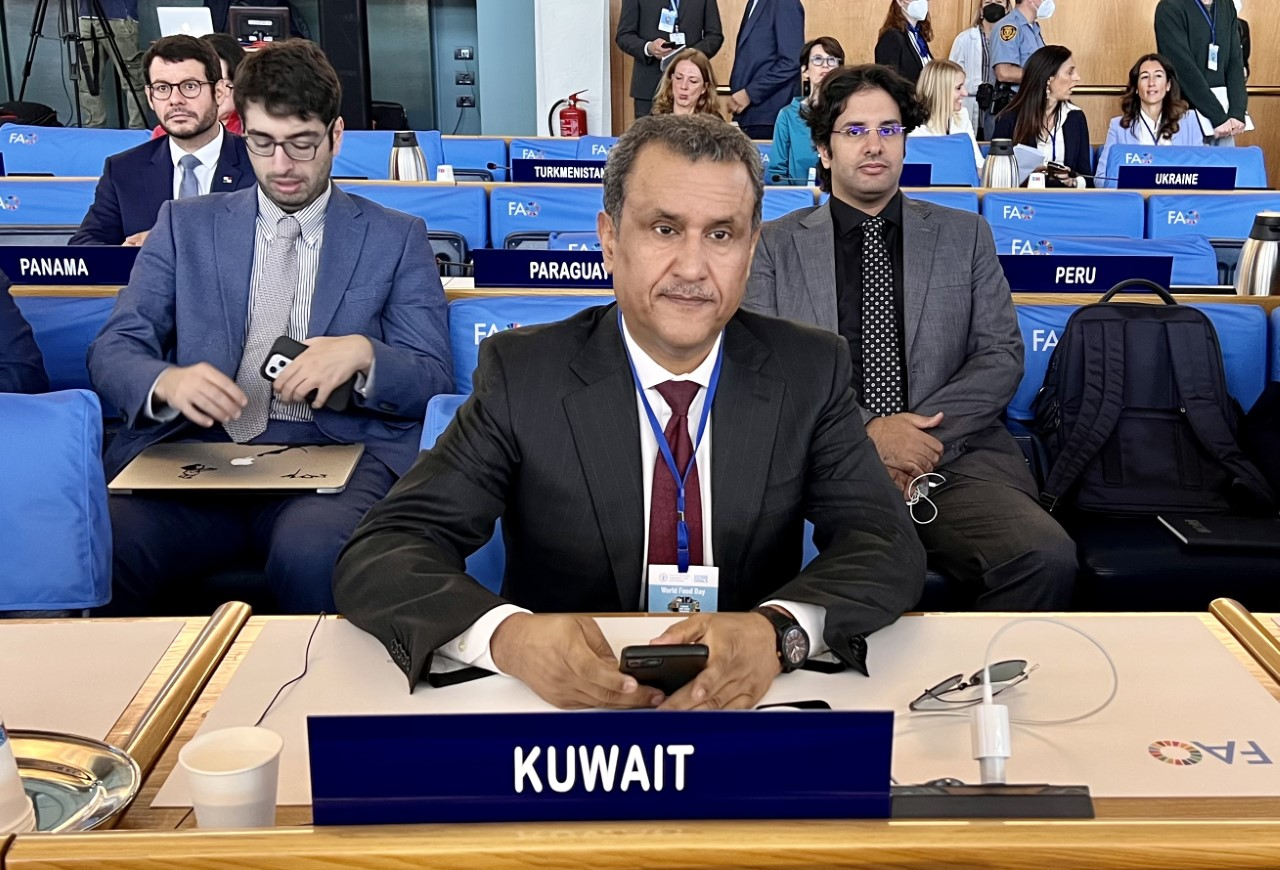 The head of the Kuwaiti delegation and the State Permanent Representative at (FAO) Yousef Al-Juhail