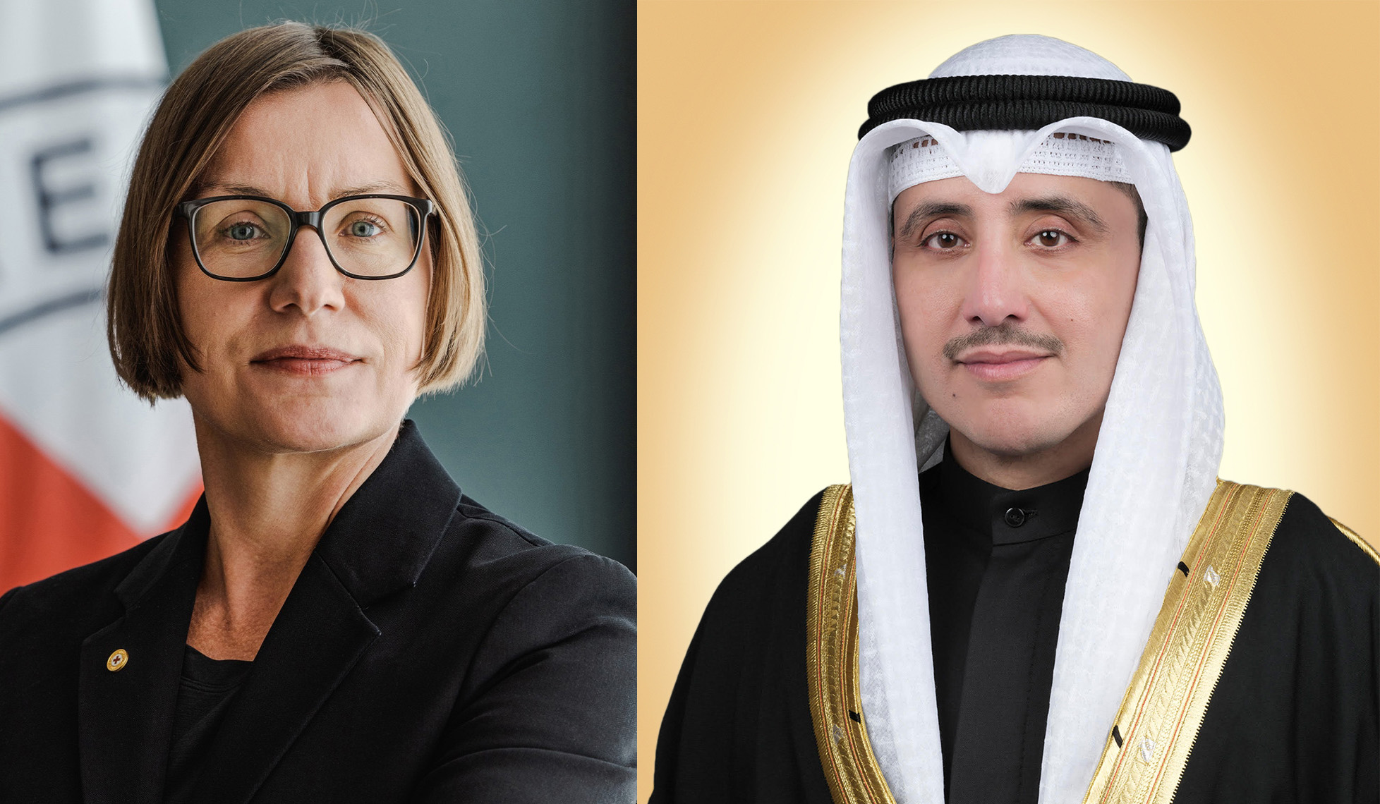 Foreign Minister Sheikh Dr. Ahmad Nasser Al-Mohammad Al-Sabah and newly-elected President of the (ICRC), Mirjana Spoljaric Egger