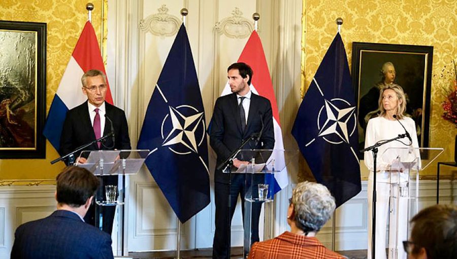 NATO Secretary General  Jens Stoltenberg speakign at the press con