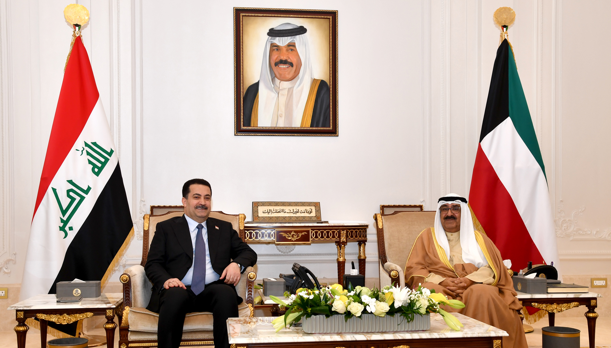His Highness Crown Prince Sheikh Mishal Al-Ahmad Al-Jaber Al-Sabah receives Iraqi Prime Minister Mohammad Shia' Al-Sudani