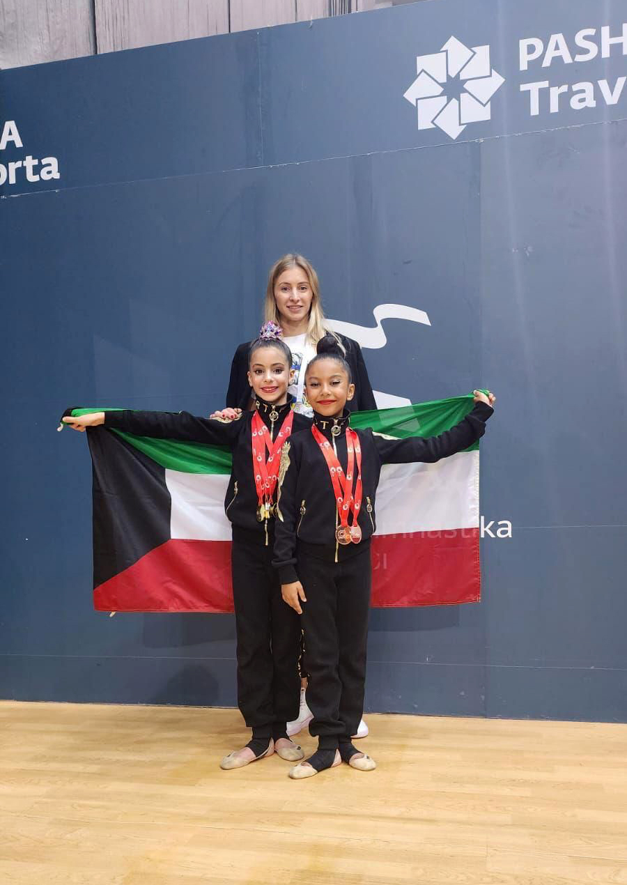 Kuwait's gymnastics players Sarah Al-Bannai and Raya Al-Qassar