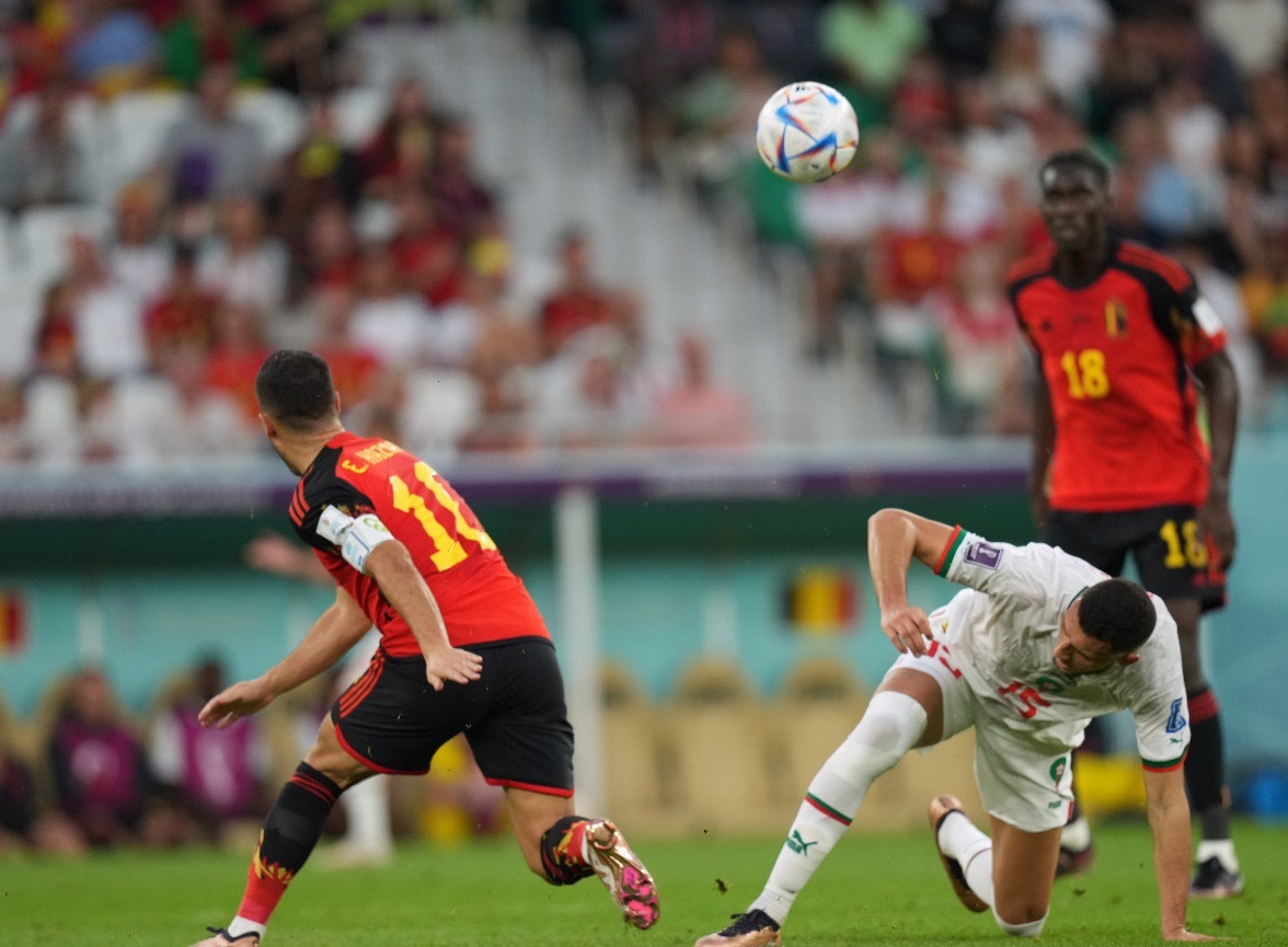 جانب من مباراة منتخبي المغرب و بلجيكا ضمن بطولة كأس العالم قطر 2022