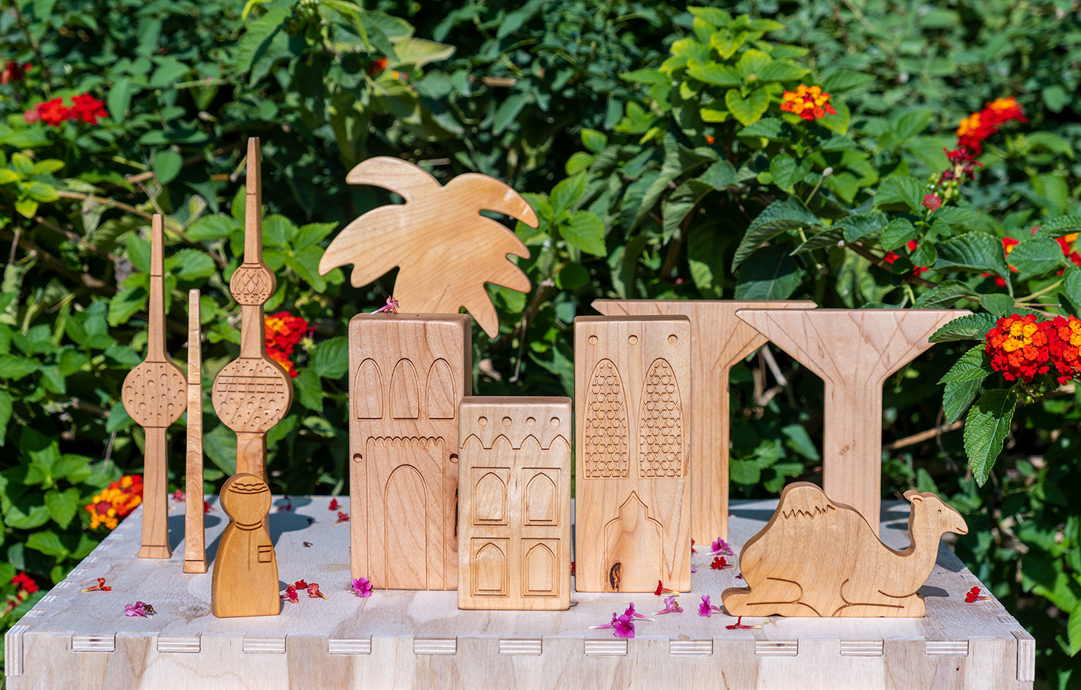 Kuwait landmarks made into wooden toys