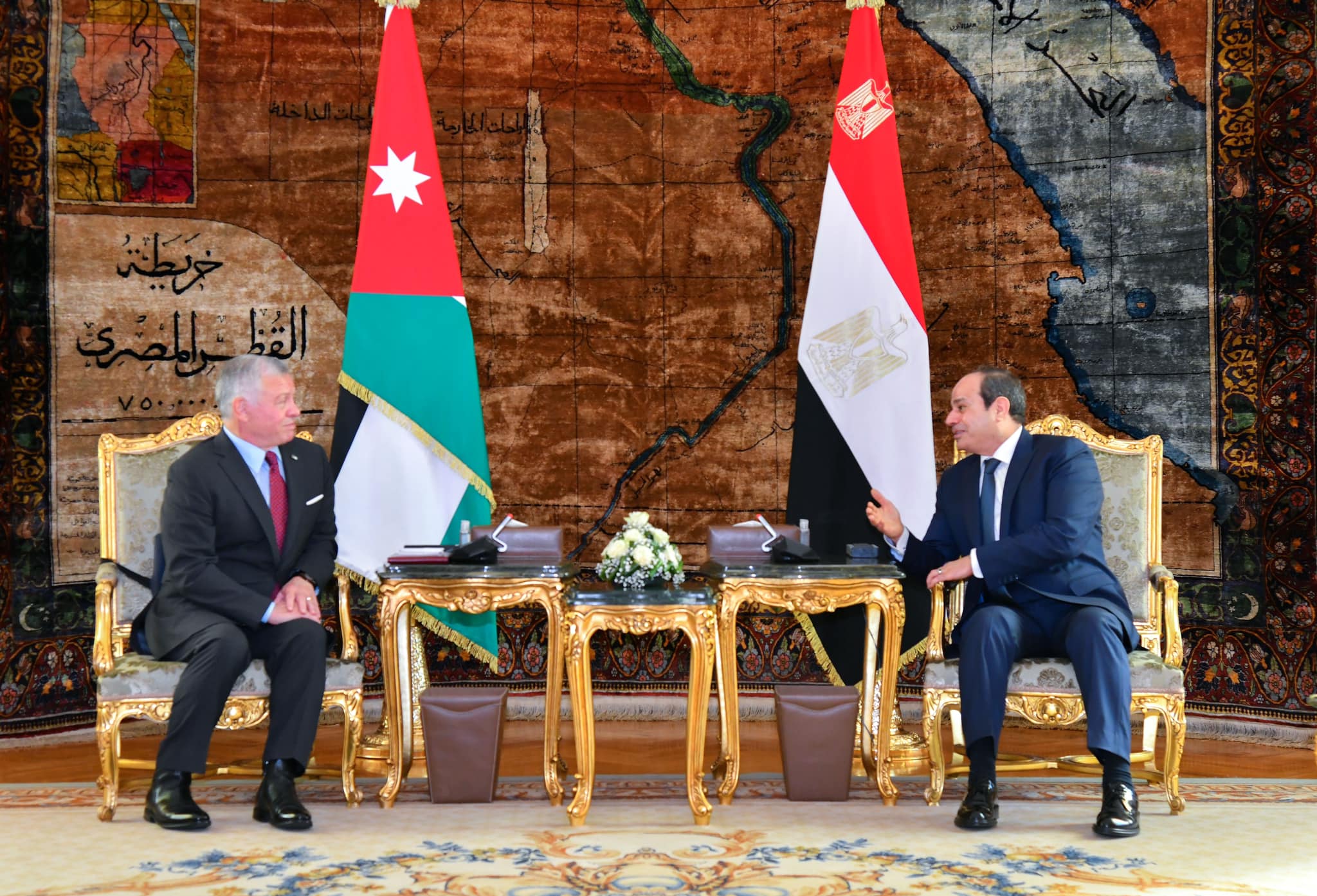 جانب من لقاء الرئيس المصري عبدد الفتاح السيسي والعاهل الأردني الملك عبد الله الثاني بالقاهرة