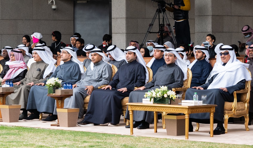 Kuwaiti Minister of Information and Culture Dr. Hamad Rouheddine accompanies His Highness Prime Minister Sheikh Sabah Khaled Al-Hamad at the Dar Al-Jamayel heritage live show at the Sheikh Jaber Al-Ahmad Cultural Centre (JACC)
