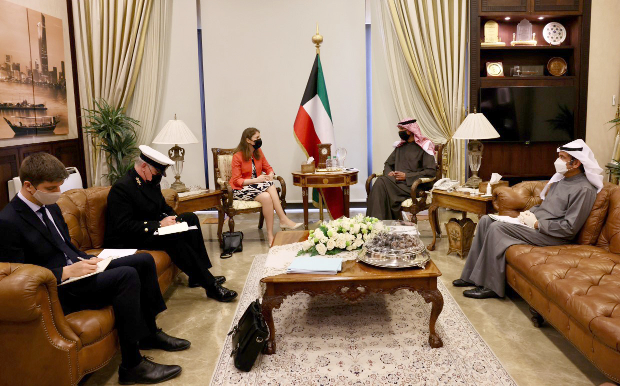 Kuwaiti Deputy Foreign Minister Ambassador Magdy Al-Dhafeeri receives British Ambassador to Kuwait Belinda Lewis