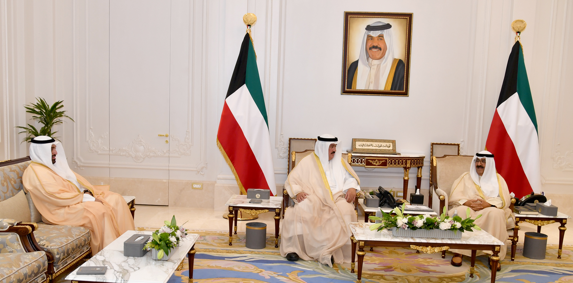 HH the Crown Prince received Minister of Education and  the newly appointed President of Kuwait University (KU) Dr. Yousef Al-Roumi
