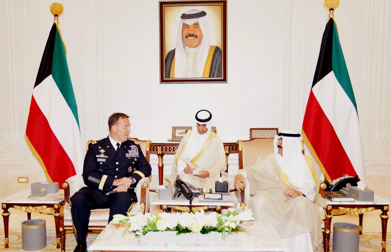 His Highness the Deputy Amir and Crown Prince Sheikh Mishal Al-Ahmad Al-Jaber Al-Sabah received the US Central Command (CENTCOM) Chief of Staff Major General Michael Kurilla