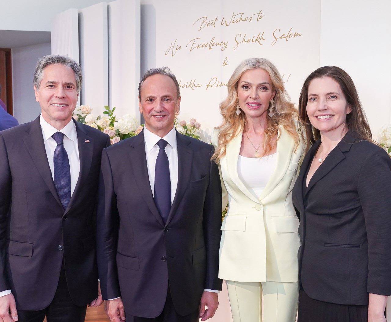 US Secretary of State Antony Blinken and his wife with Kuwait’s Ambassador to US Sheikh Salem Al-Sabah and his wife Rima
